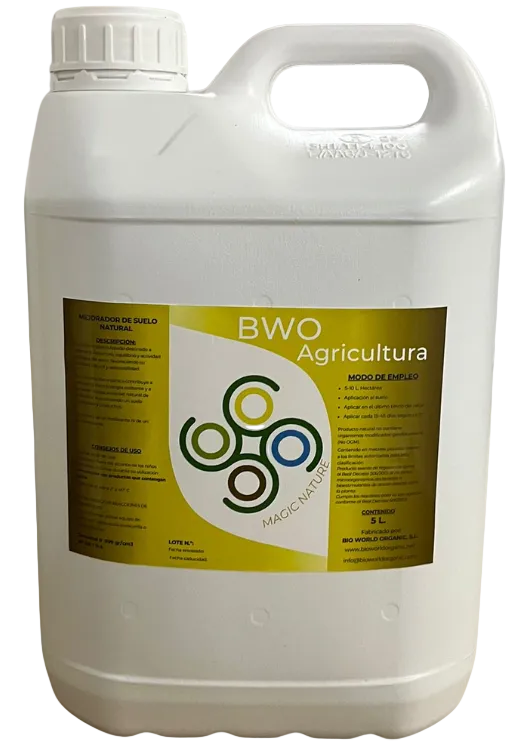 Envase de 5 Litros de BioAgricultura BWO, fertilizante de microorganismos vivos para agricultura de precisión